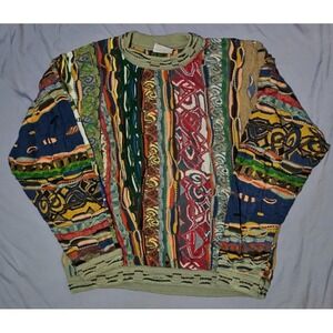 Vintage COOGI Australia 3D Knit Sweater Size Large Multicolor Biggie 90s Hip-Hop